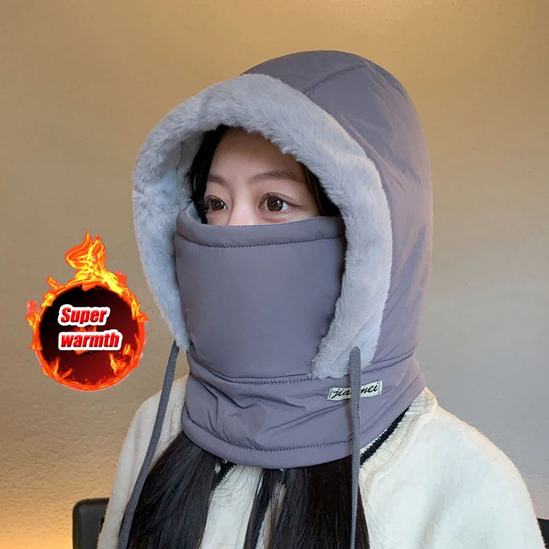 Thermal Balaclava Hood – Windproof Plush Ski Mask & Neck Warmer for Outdoor Winter Sports