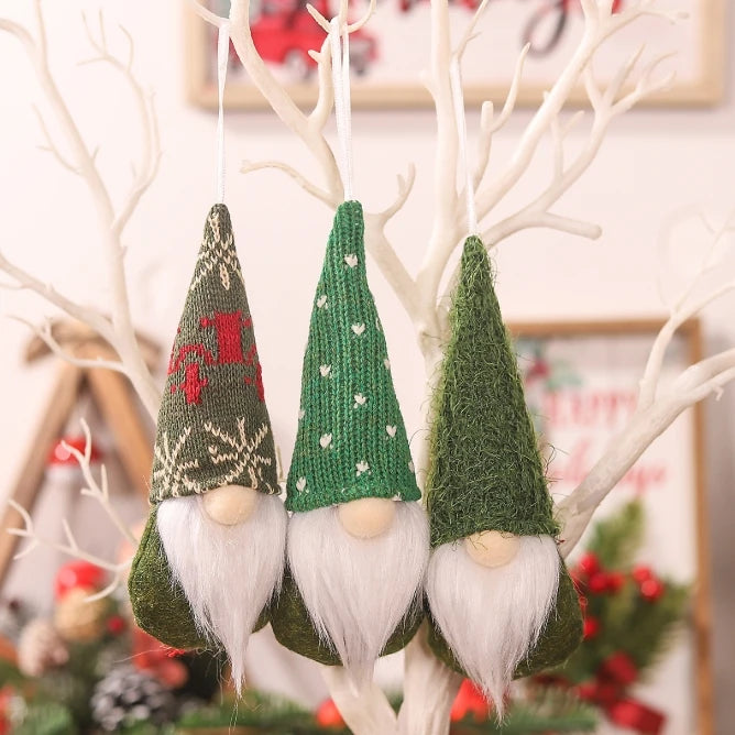 3pcs Swedish Christmas Gnome Ornaments – Handmade Plush Santa Elves Hanging Decorations for Tree & Home Décor
