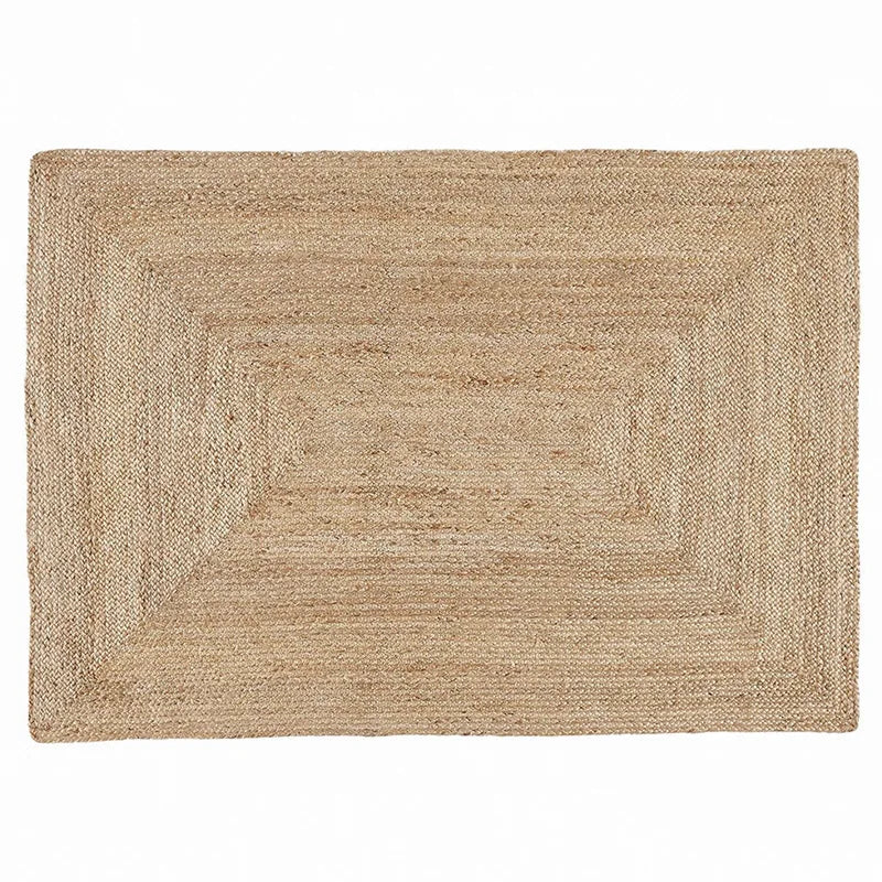 Thick Hand Knitted Framing Brown Rectangular Natural Rustic Jute Rug - Various Sizes