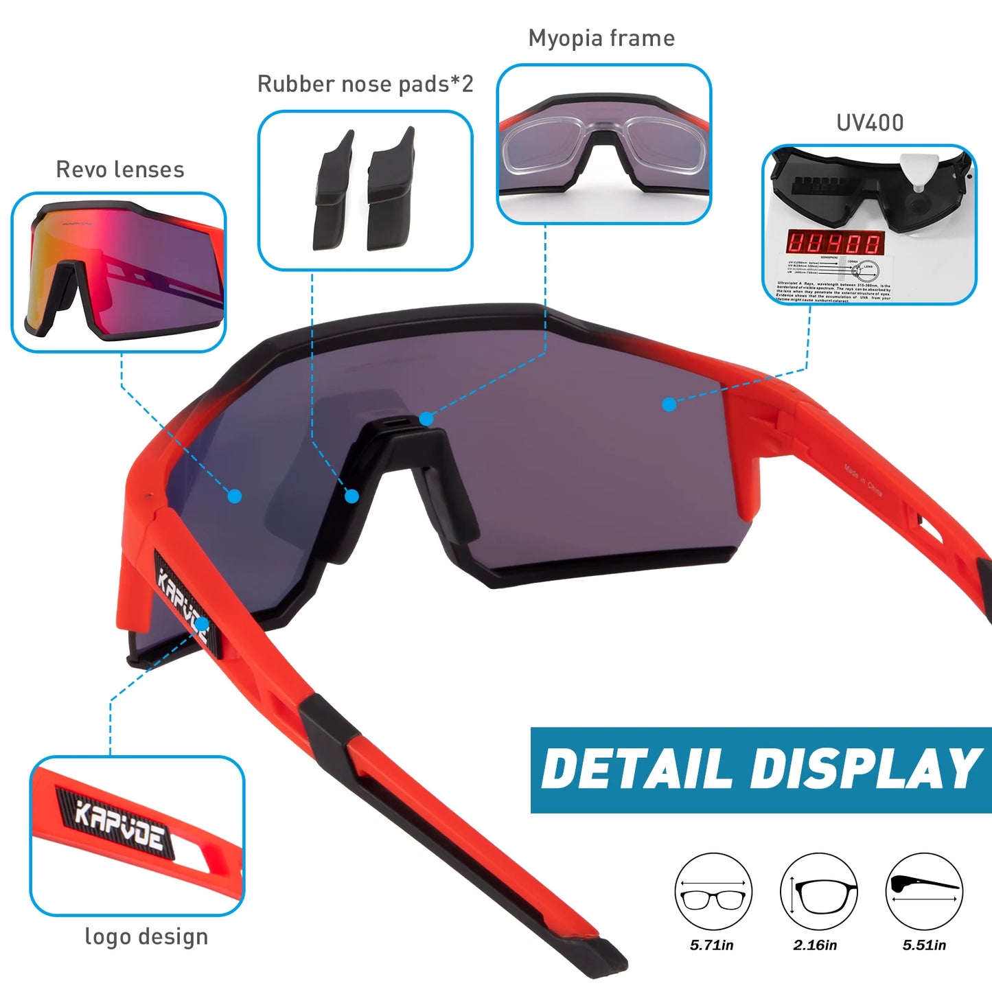 Kapvoe Men’s Cycling Glasses – UV400 Sports Sunglasses for Road & MTB Riding