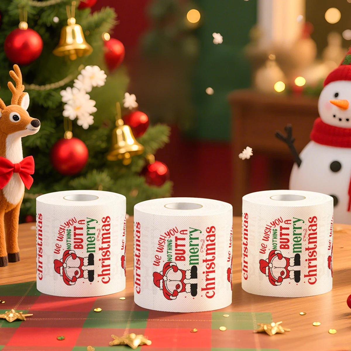 Christmas Toilet Paper Roll – Funny Merry Christmas & Happy 2026 New Year Tissue for Holiday Bathroom Décor