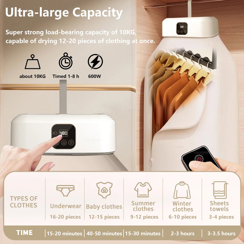 Portable Electric Clothes Dryer – Foldable Laundry Dryer with UV Sterilization for Home & Travel