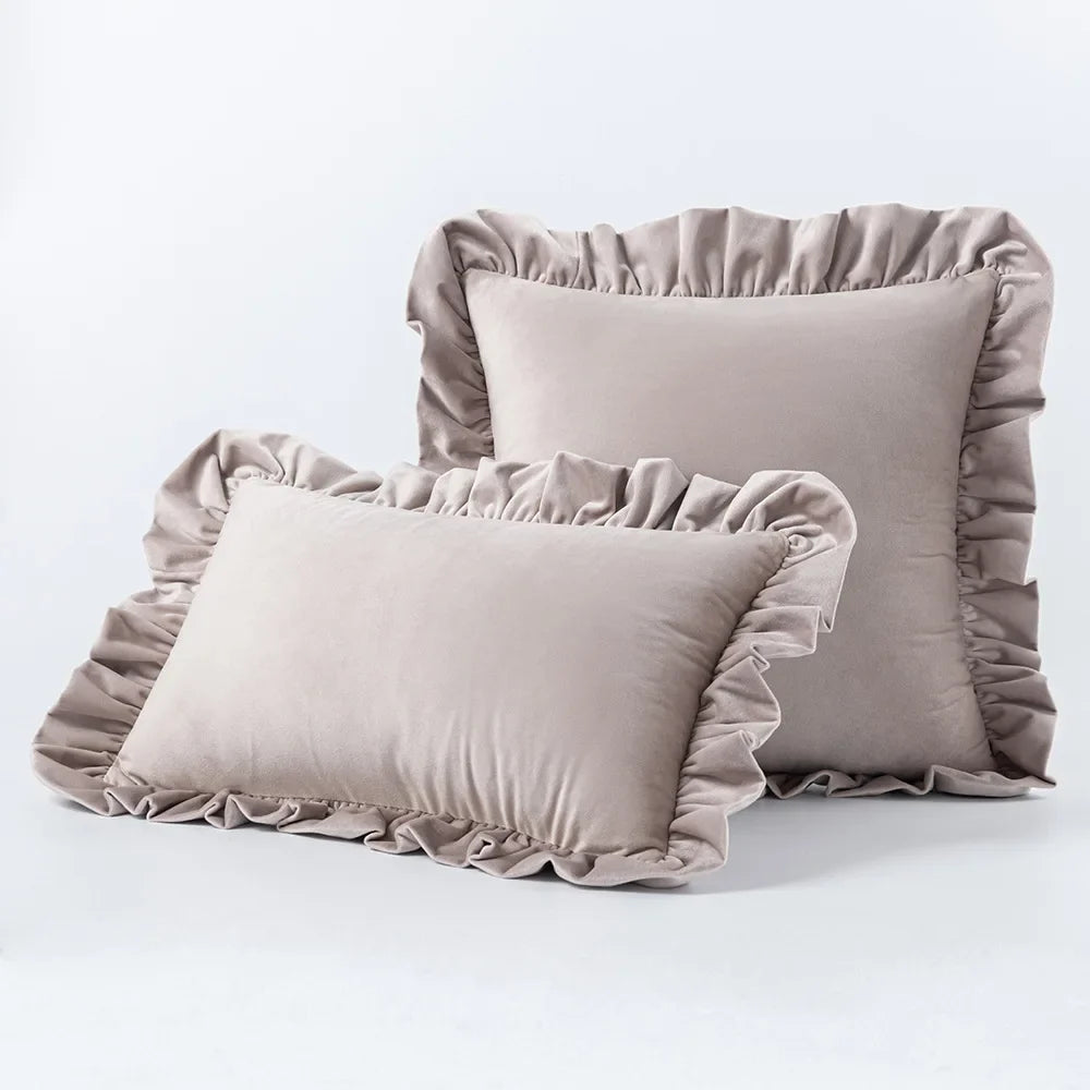 Decadent Velvet Cushion Covers with Ruffle - 16 Colours