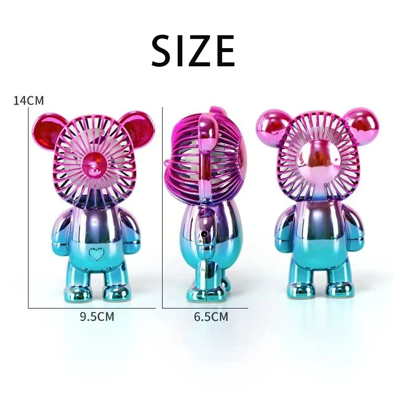 Mini Bear Handheld Fan – USB Rechargeable Portable Cooling Fan with Gradient Design