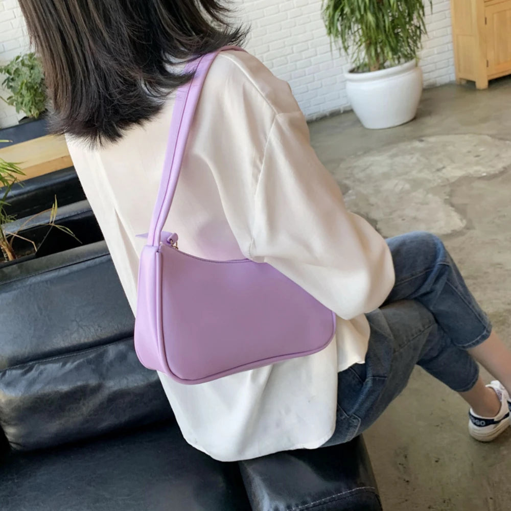 Retro Women’s Shoulder Bag – PU Leather Bow Handbag Baguette Purse