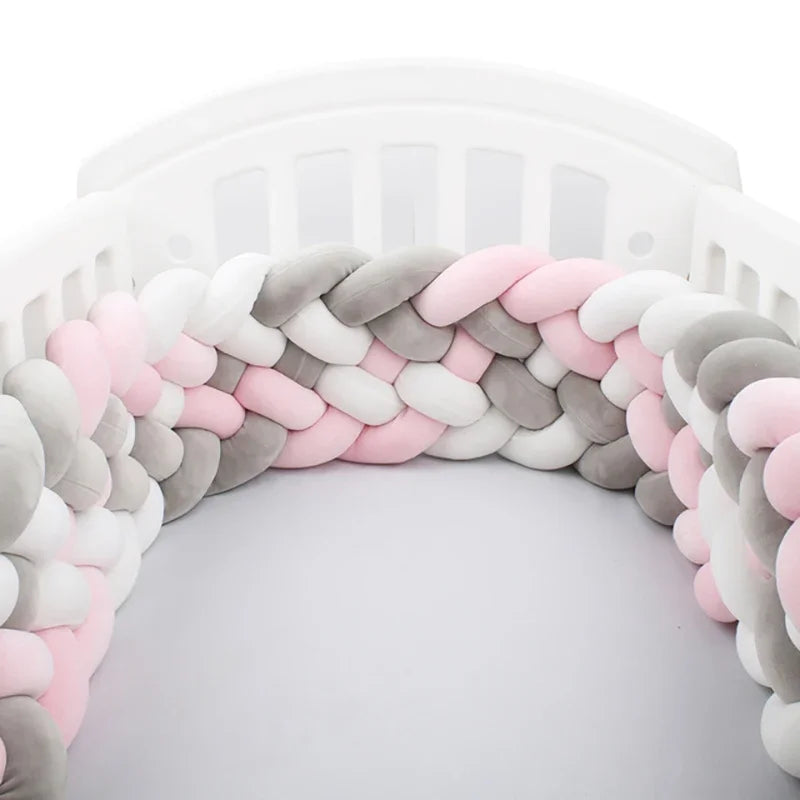 Braided Baby Crib Bumper – 300/400cm Soft Cushion Bed Protector for Newborns & Nursery Decoration