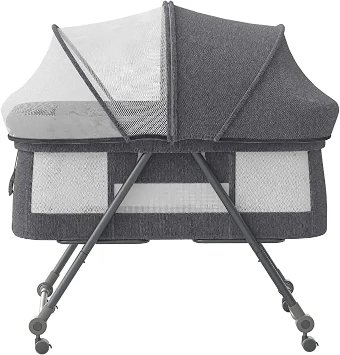UBRAVOO Baby Travel Cot with Mattress – Convertible Rocking Crib with Silent Wheels