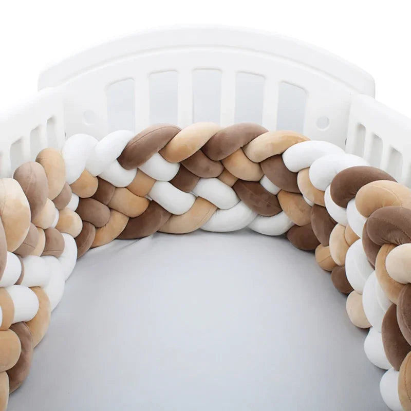 Braided Baby Crib Bumper – 300/400cm Soft Cushion Bed Protector for Newborns & Nursery Decoration
