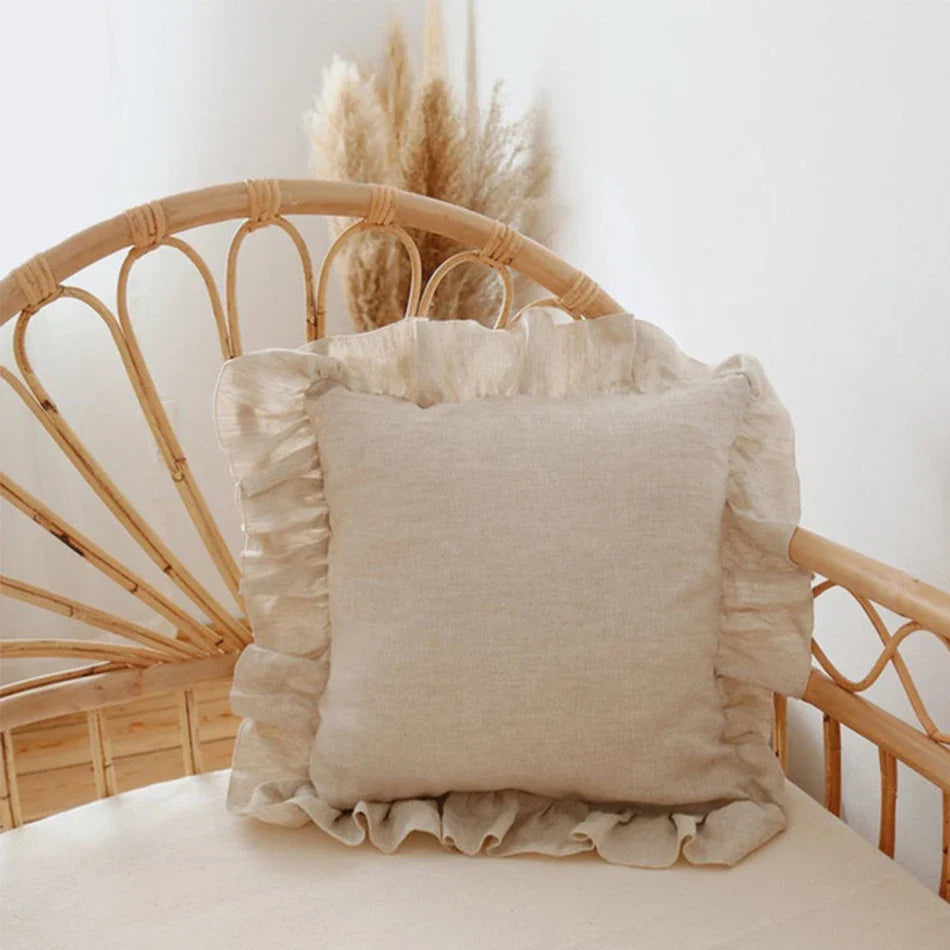 Soft Ruffled Pure Linen Cushion & Pillowcase Covers - 11 Colours