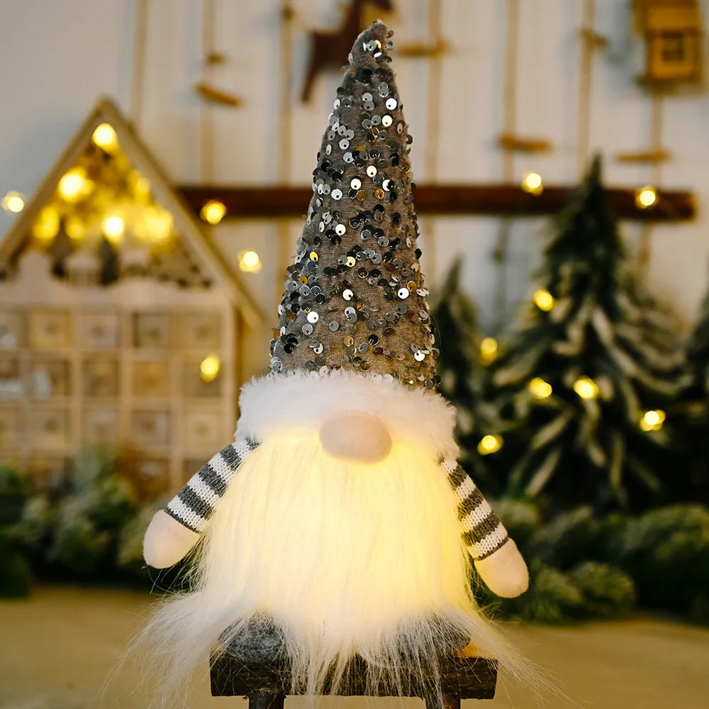 Glowing Christmas Gnome Doll – 30cm LED Faceless Plush Ornament for Tree & Home Holiday Decoration 2025