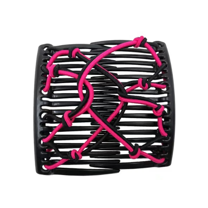 Vintage Elastic Magic Hair Comb – Creative Double Clip Headwear for Women Hairstyling & Fashion Accessories