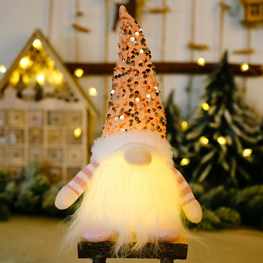 Glowing Christmas Gnome Doll – 30cm LED Faceless Plush Ornament for Tree & Home Holiday Decoration 2025