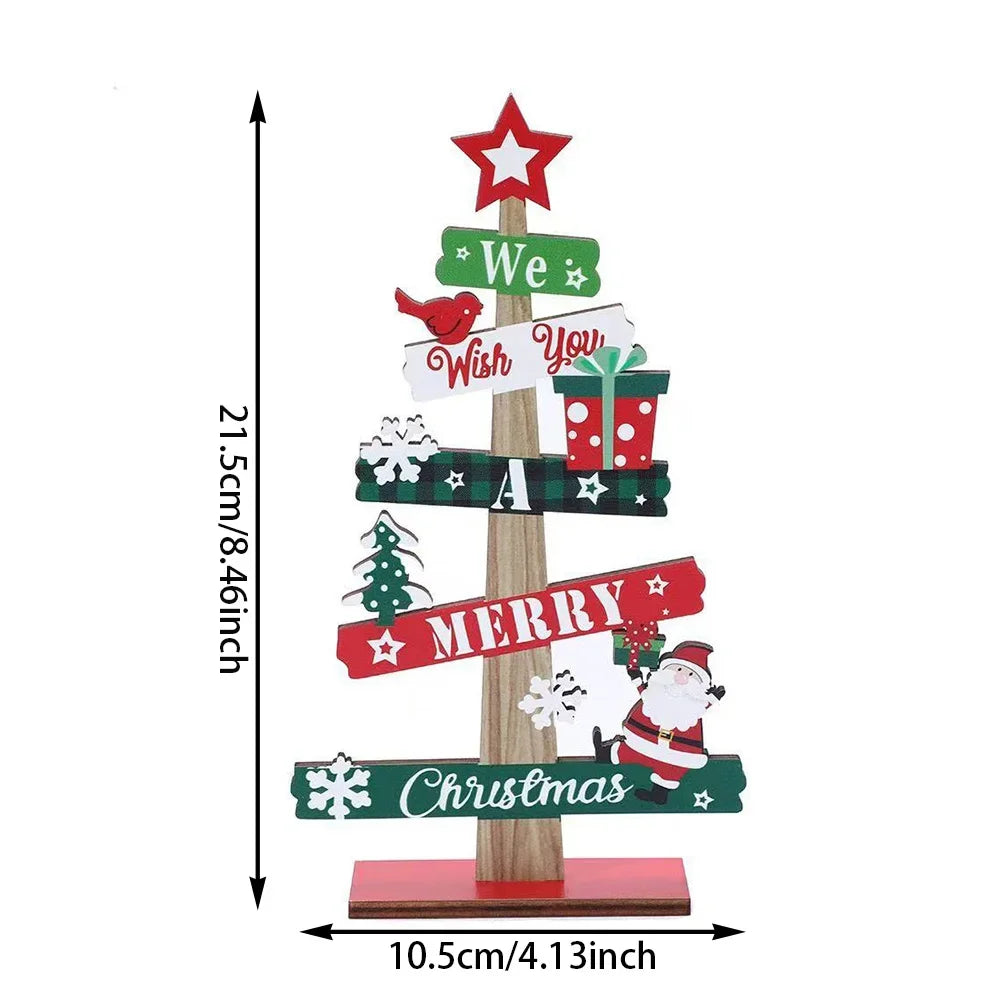 Runtow Wooden Christmas Ornament – Santa Claus & Snowman 2025 Xmas Tree or Desktop Decoration for Home & Office