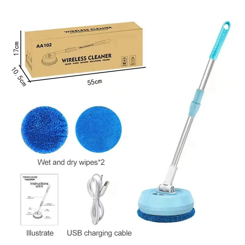 Wireless Electric Spin Mop – 2-in-1 Automatic Wet & Dry Floor Cleaner for Home, Car & Windows