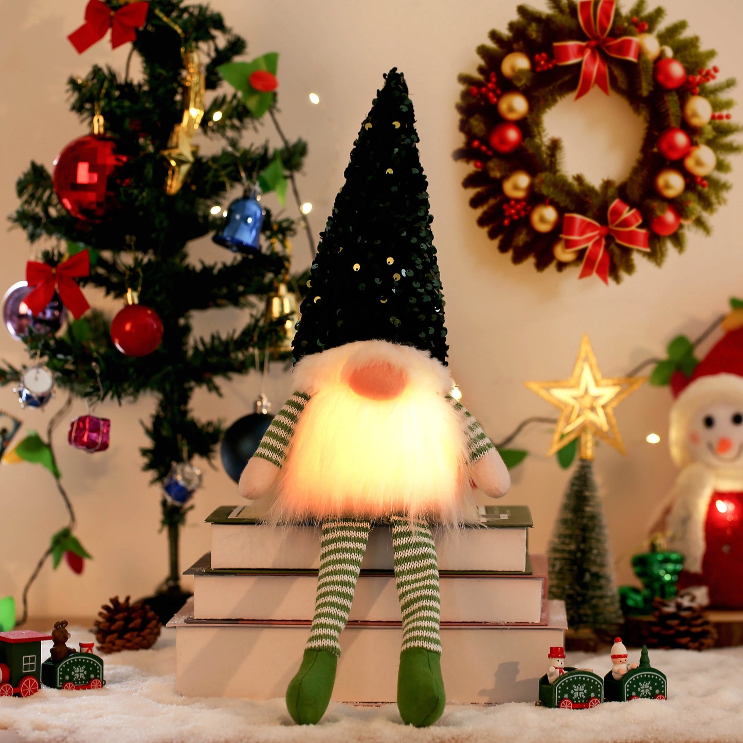 Glowing Christmas Gnome Doll – 30cm LED Faceless Plush Ornament for Tree & Home Holiday Decoration 2025