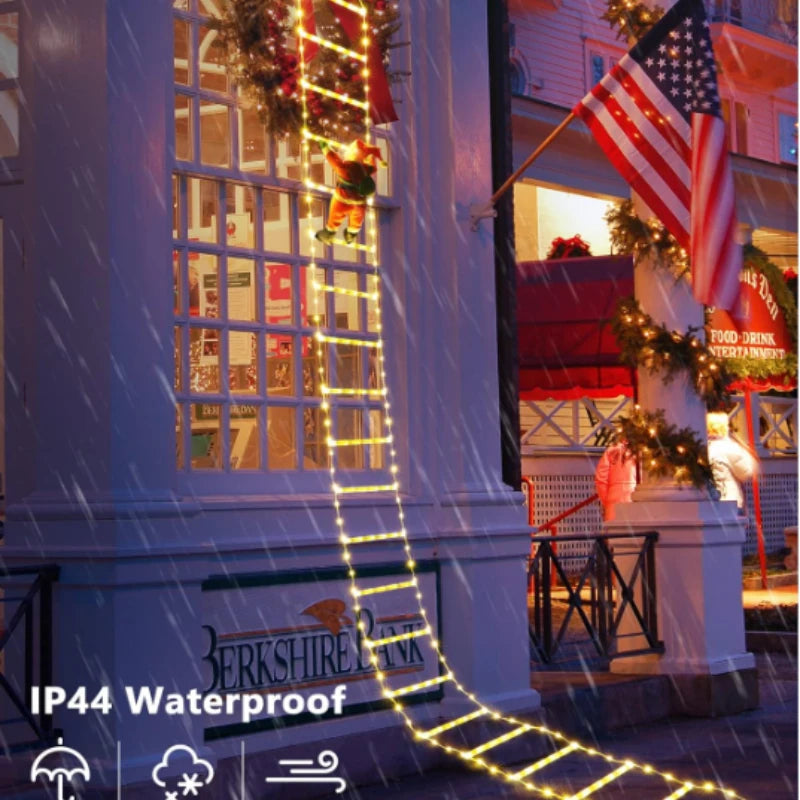 LED Santa Claus Climbing Ladder Light – 1.5/3M USB Christmas Decoration with 8 Flash Modes for Home & Tree