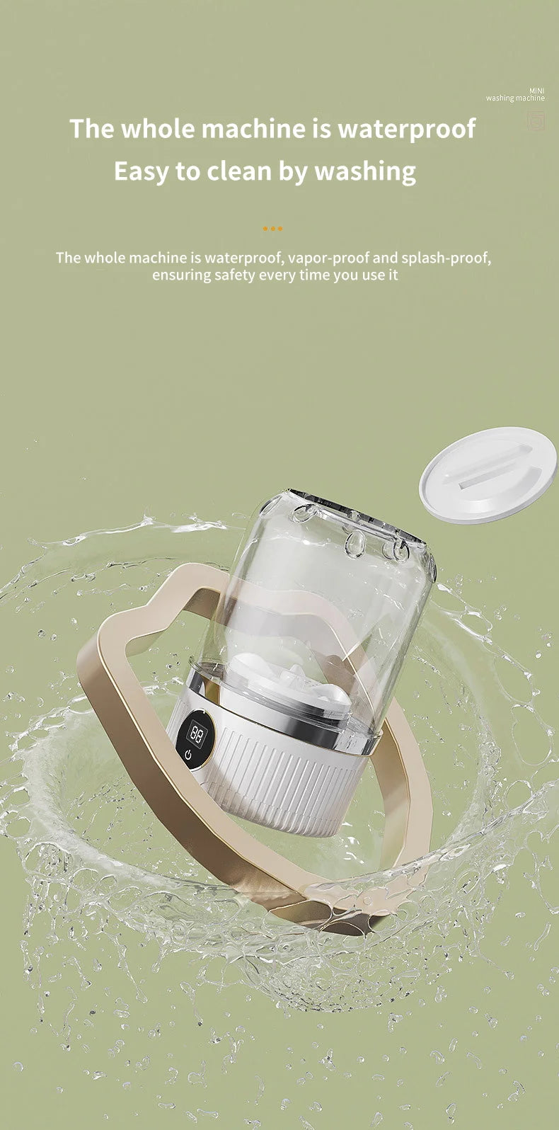 Wireless Mini Washing Machine – 1L Portable Underwear & Socks Cleaner with Dehydration Function