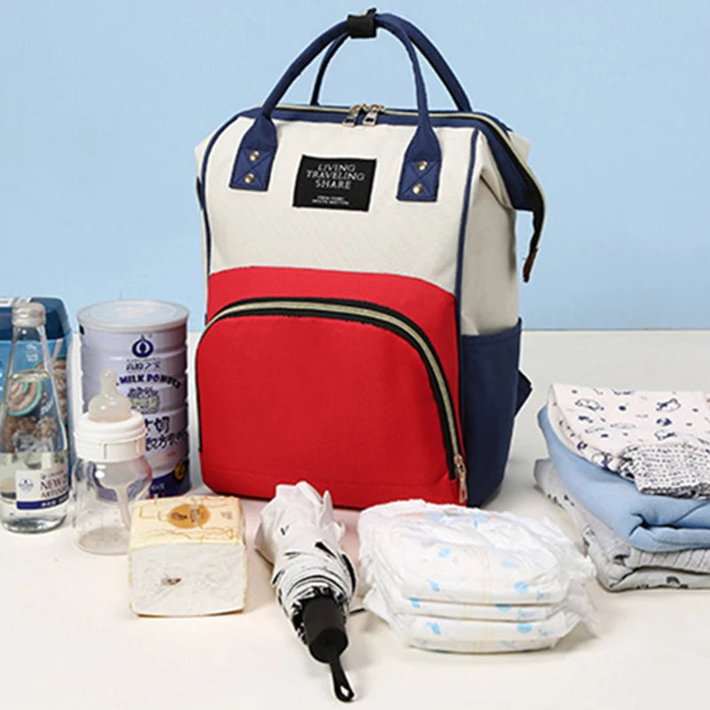 Large Capacity Mummy Bag – Multifunctional Canvas Baby Bottle Travel Backpack with Thermal Insulation