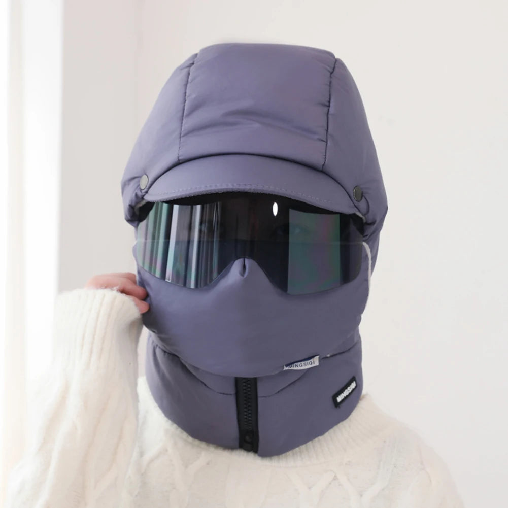 Winter Ski Balaclava Mask – Windproof Full Face Cover with Goggles, Thick Plush Thermal Motorcycle Mask for Men & Women