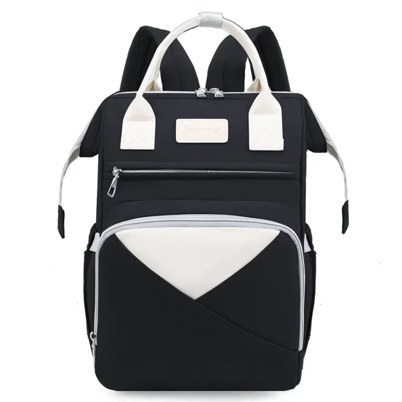 Large Capacity Mommy Diaper Bag – Fashion Baby Stroller Backpack with Changing Mat & Wet/Dry Compartments