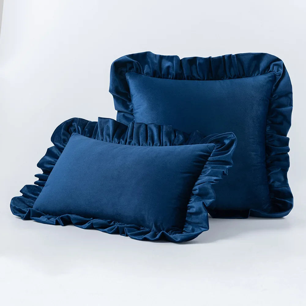 Decadent Velvet Cushion Covers with Ruffle - 16 Colours