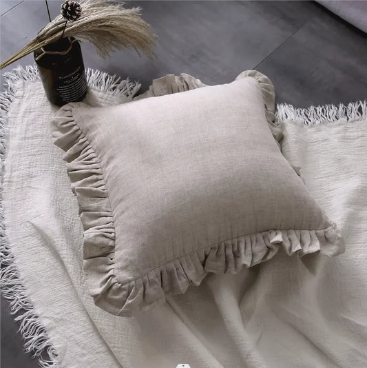 Soft Ruffled Pure Linen Cushion & Pillowcase Covers - 11 Colours