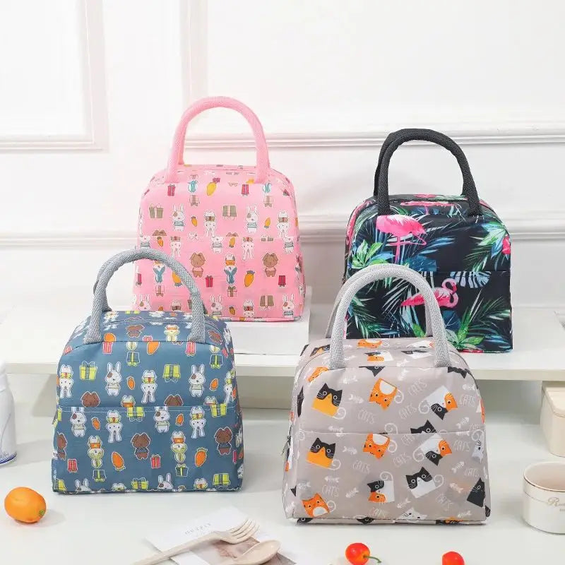 Cartoon Insulated Lunch Bag – Large Capacity Handheld Bento Storage Bag for Office & School