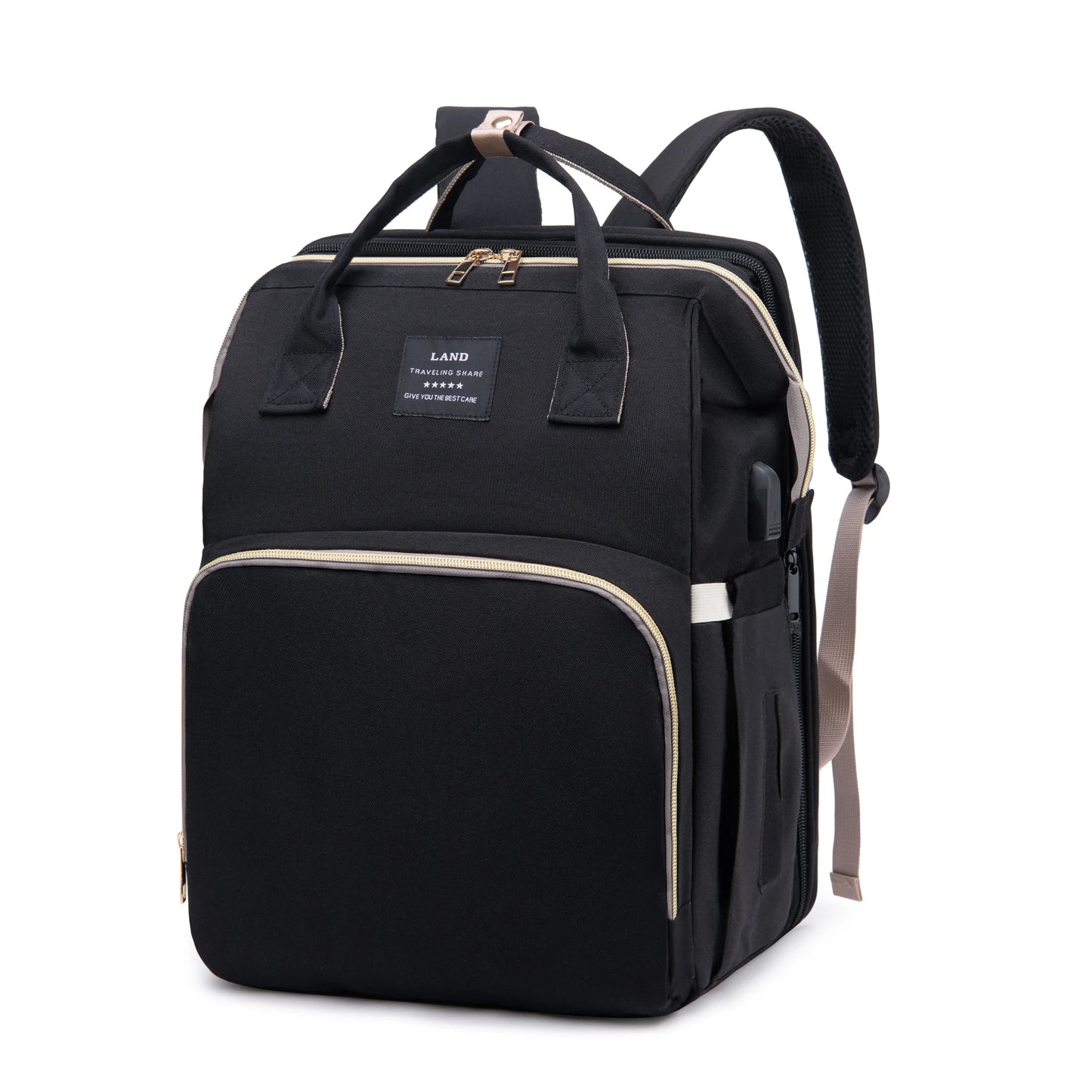 Mommy Bag with Foldable Crib – Large-Capacity Travel Maternity Backpack for Baby Care
