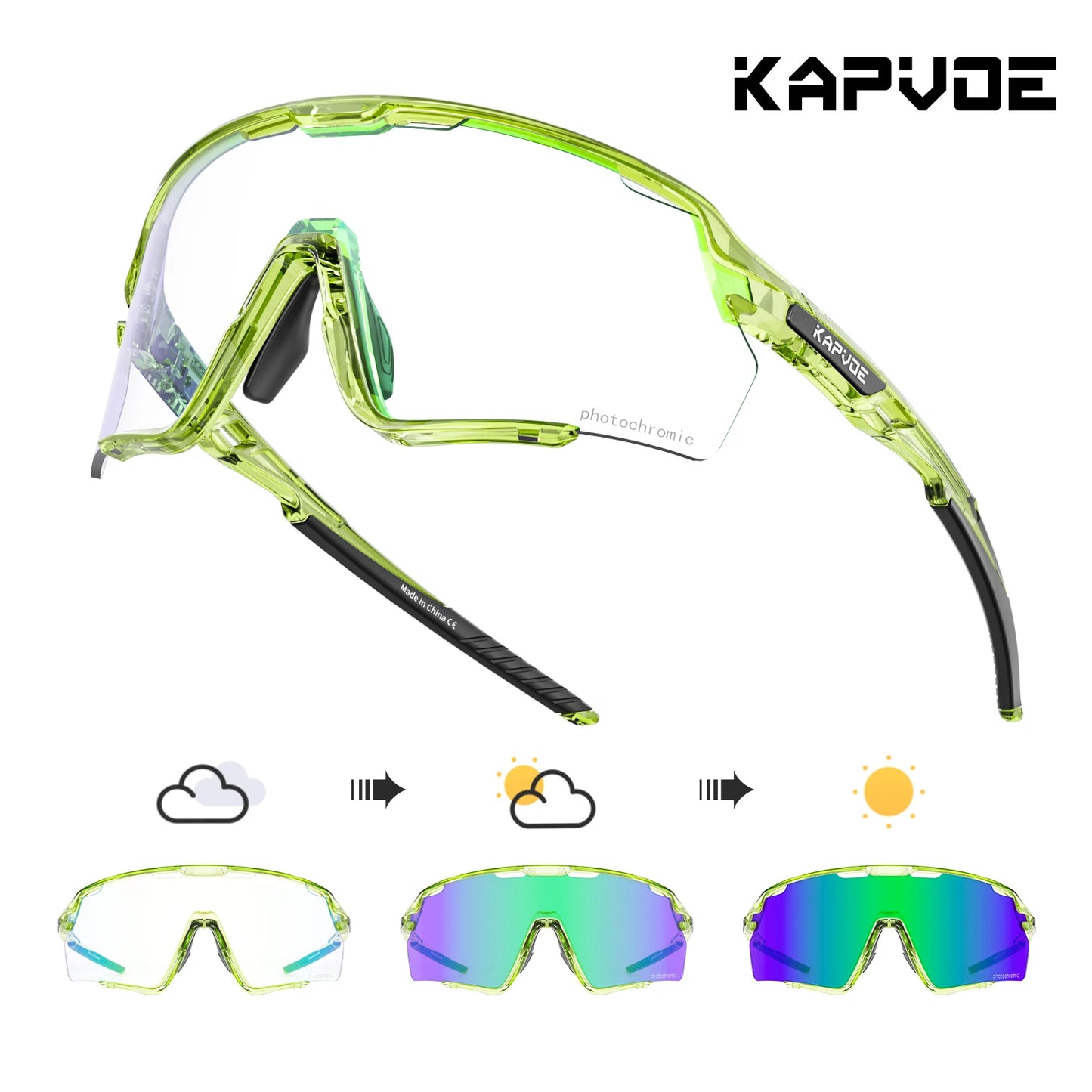 Kapvoe Photochromic Cycling Glasses – Silver Lens Sports Sunglasses for Men & Women