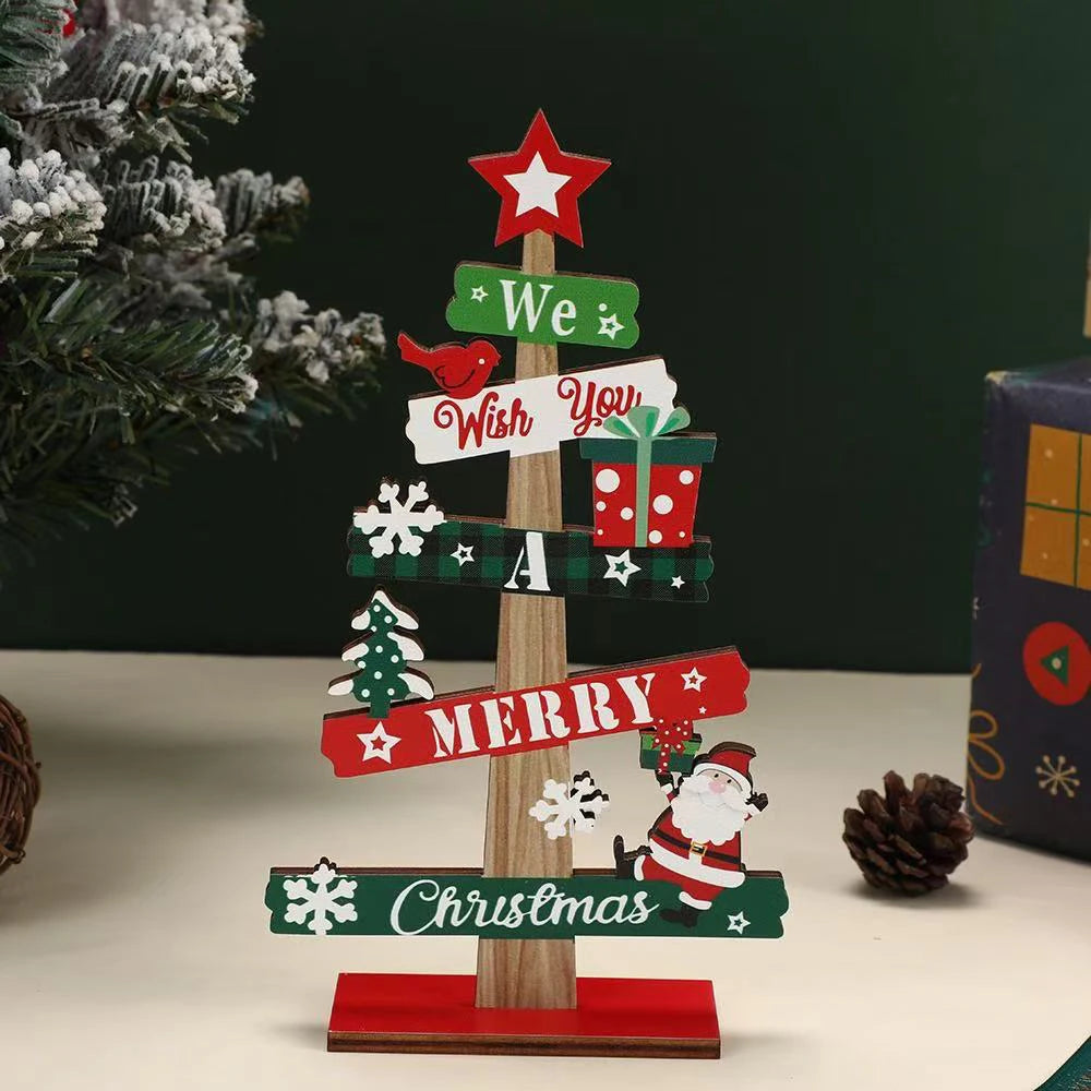 Runtow Wooden Christmas Ornament – Santa Claus & Snowman 2025 Xmas Tree or Desktop Decoration for Home & Office
