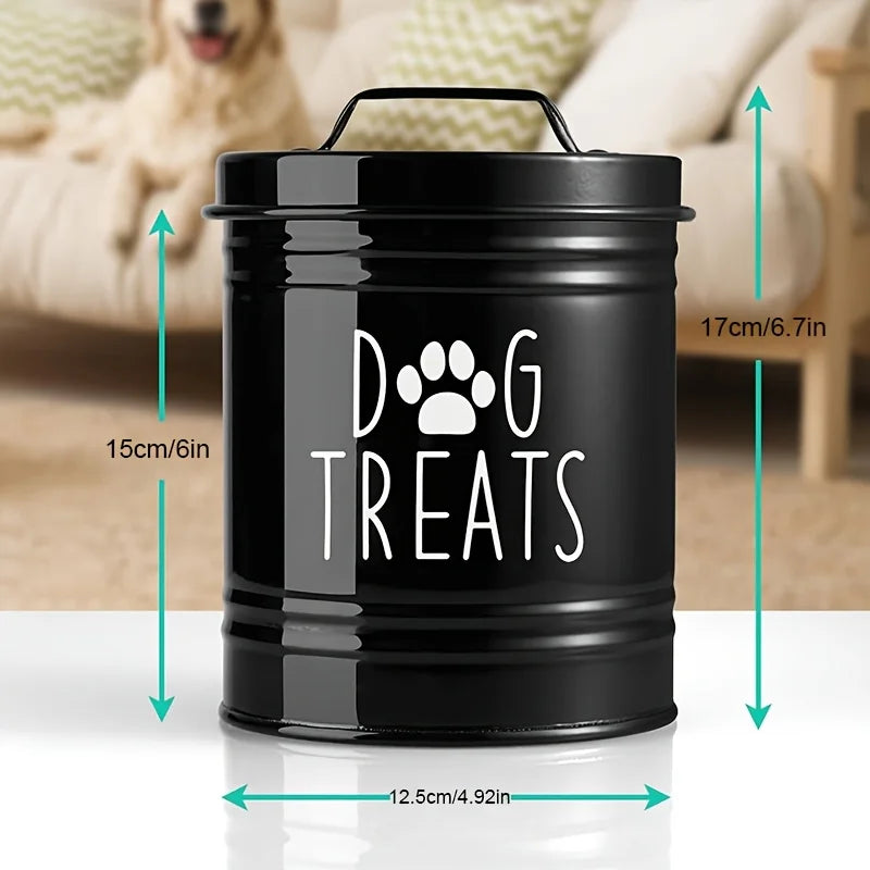 Metal Dog Treat Container – Pet Food Storage Jar for Dogs & Cats