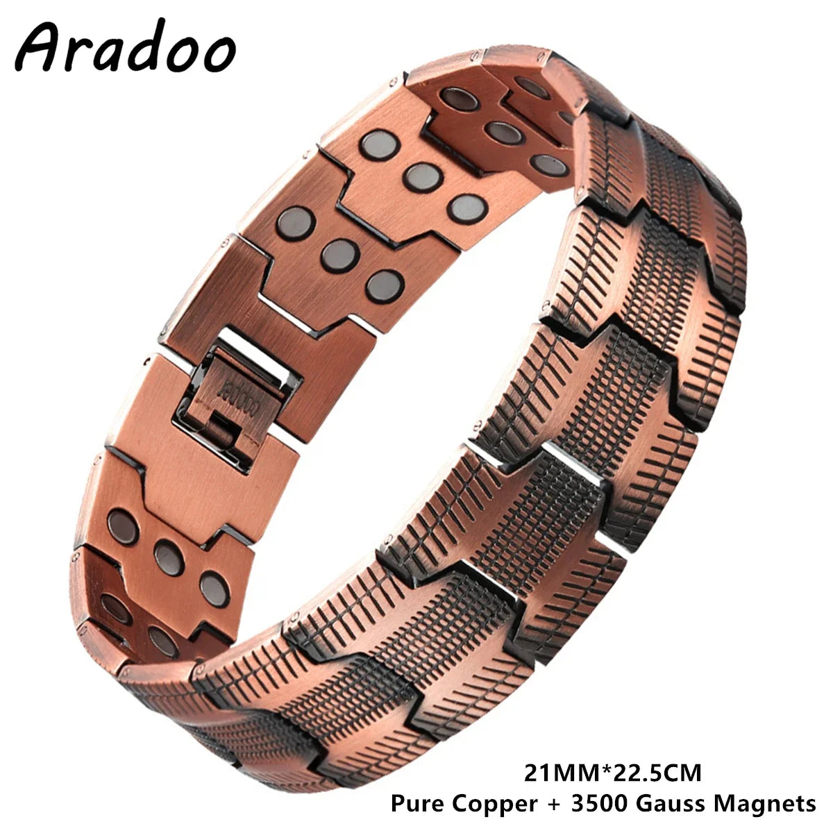 ARADOO Men’s Copper Magnetic Bracelet – Pure Copper Neodymium Link Therapy Jewelry Gift