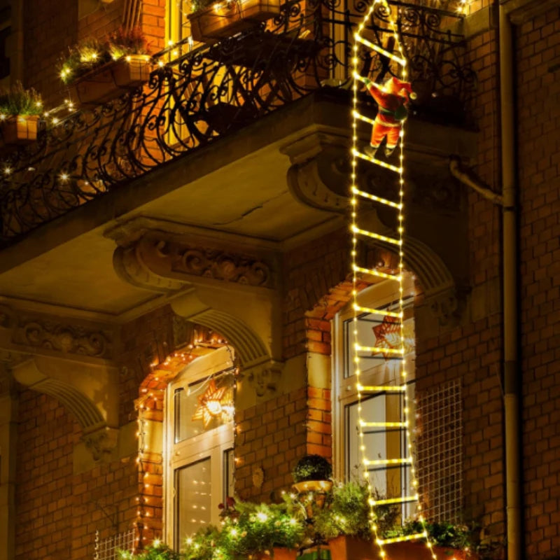 LED Santa Claus Climbing Ladder Light – 1.5/3M USB Christmas Decoration with 8 Flash Modes for Home & Tree