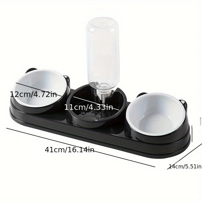 3-in-1 Cat Feeder – Raised Pet Bowl Set with Automatic Water Bottle for Cats & Small Dogs