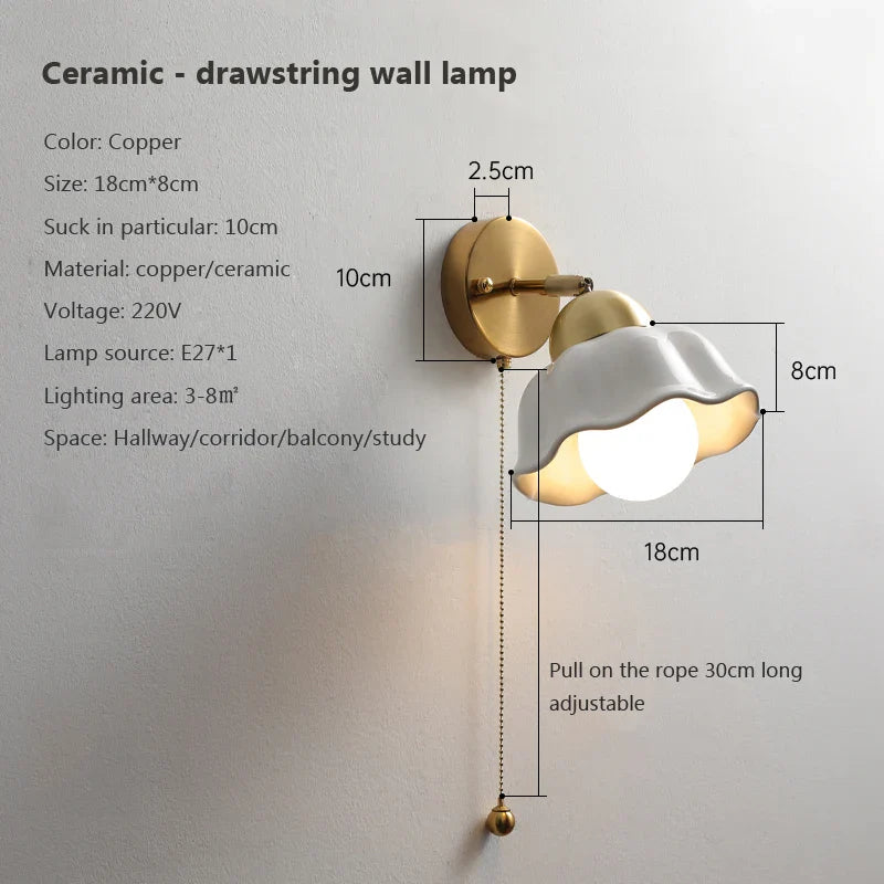 White Nordic Minimalist Scalloped LED Ceramic Wall Light - Flush & Hanging