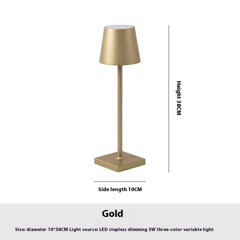 Portable Cordless LED Rechargeable Outdoor & Indoor Table Lamp with Modern Shade - 7 Colours