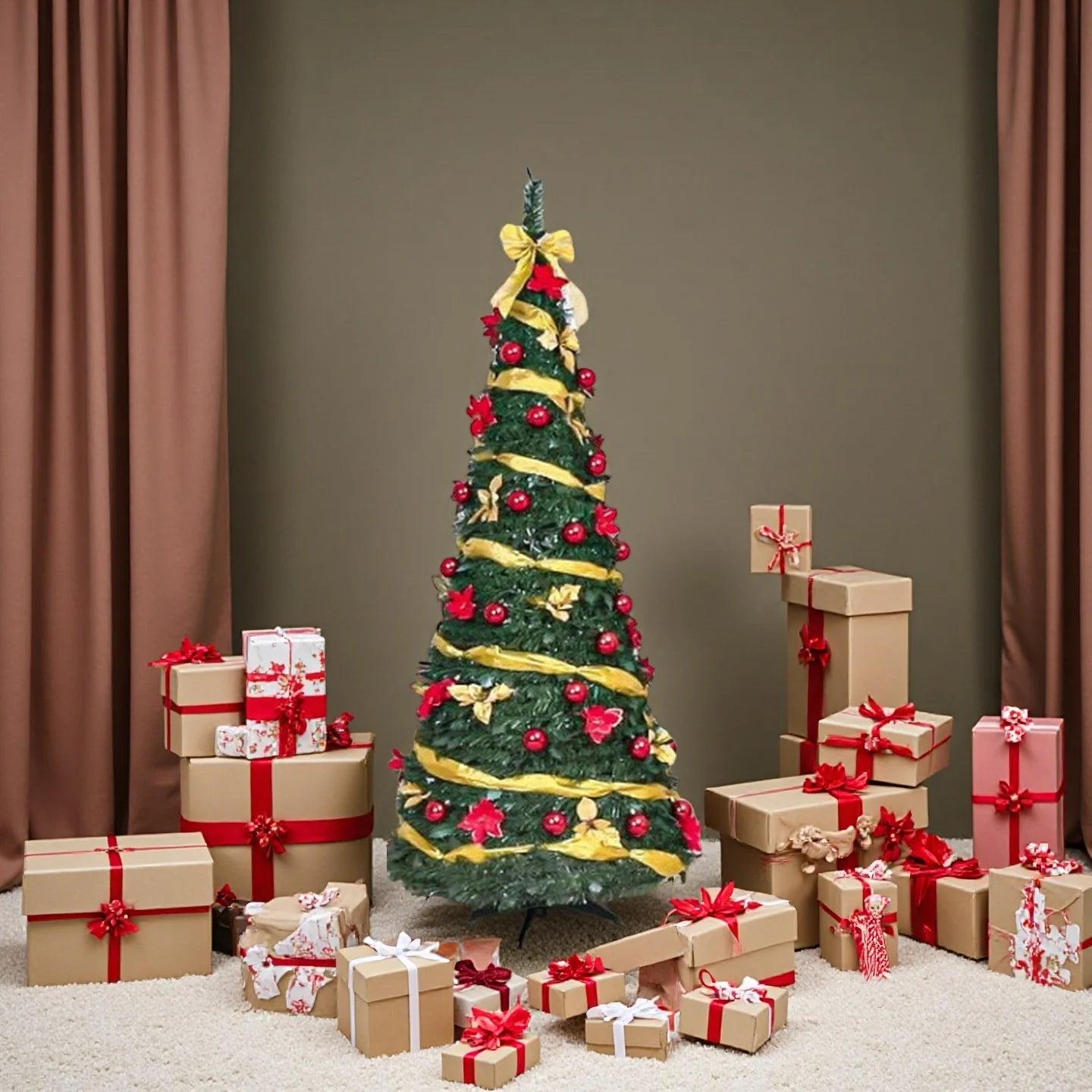 180cm Pop-Up Christmas Tree with Lights – Foldable Festive Decoration for Home Holiday Display