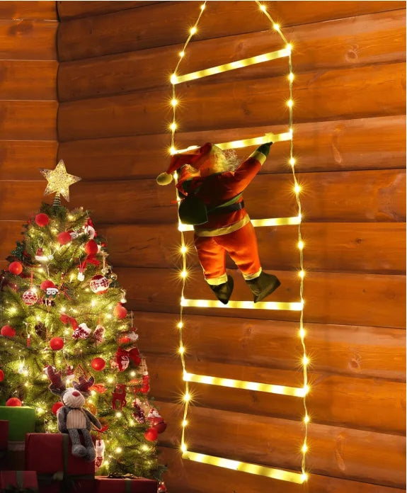 LED Santa Claus Climbing Ladder Light – 1.5/3M USB Christmas Decoration with 8 Flash Modes for Home & Tree