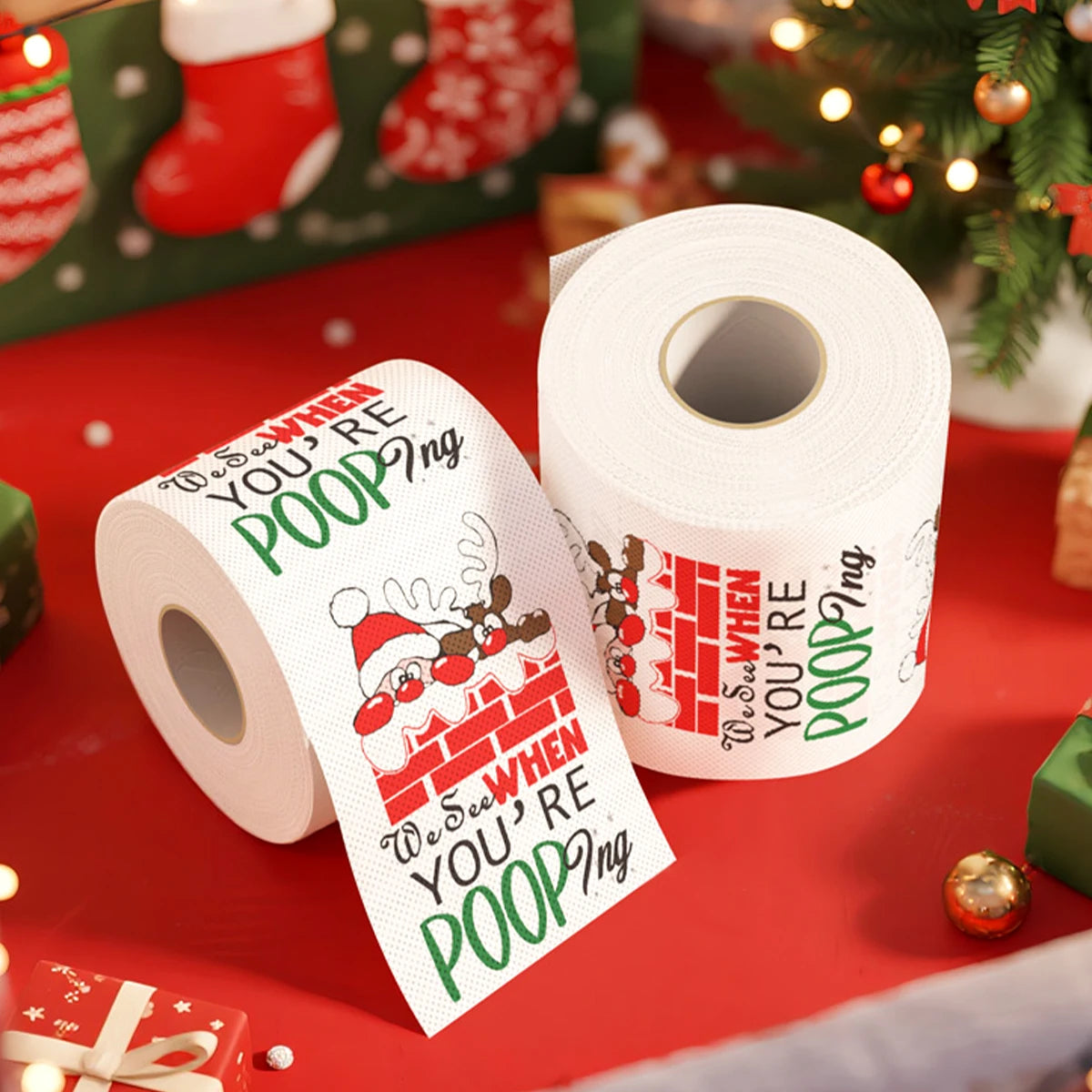 Christmas Toilet Paper Roll – Funny Merry Christmas & Happy 2026 New Year Tissue for Holiday Bathroom Décor