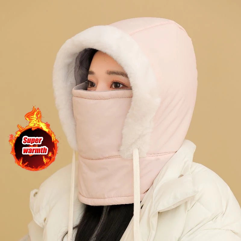 Thermal Balaclava Hood – Windproof Plush Ski Mask & Neck Warmer for Outdoor Winter Sports