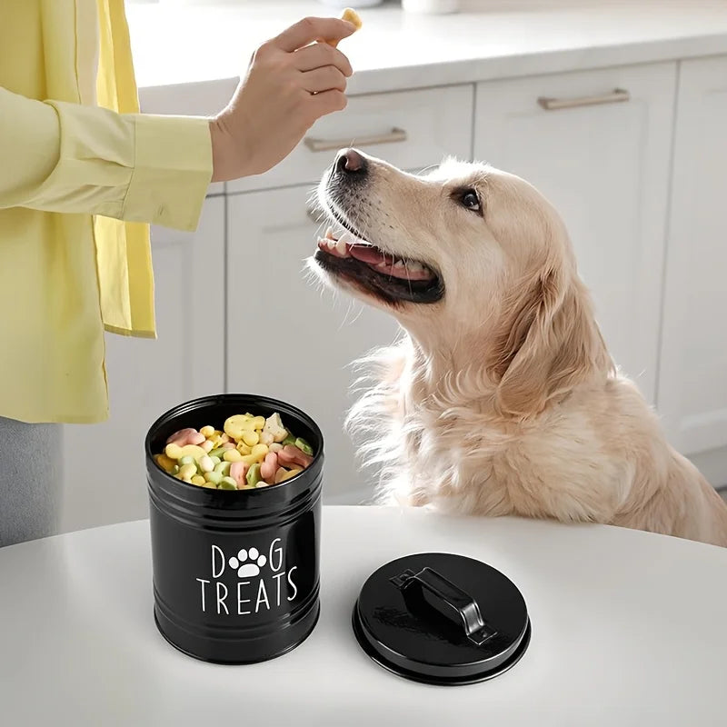 Metal Dog Treat Container – Pet Food Storage Jar for Dogs & Cats