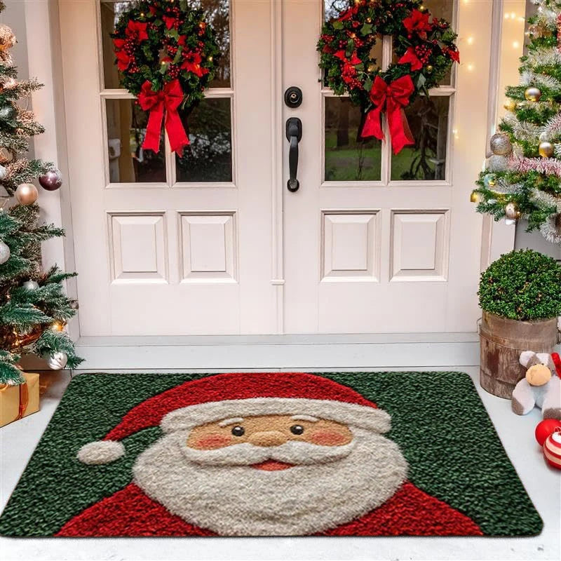 Christmas Door Mat – Red Santa & Gingerbread Carpet for Indoor/Outdoor Holiday Home Decoration 2026
