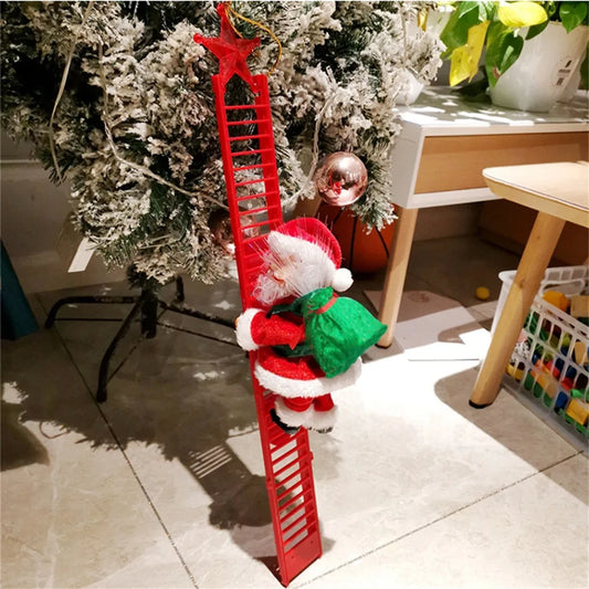 Santa Claus Doll Climbing Ladder with Music Christmas Tree Ornaments Decorations For Home 2023 Navidad New Year Kids Gift