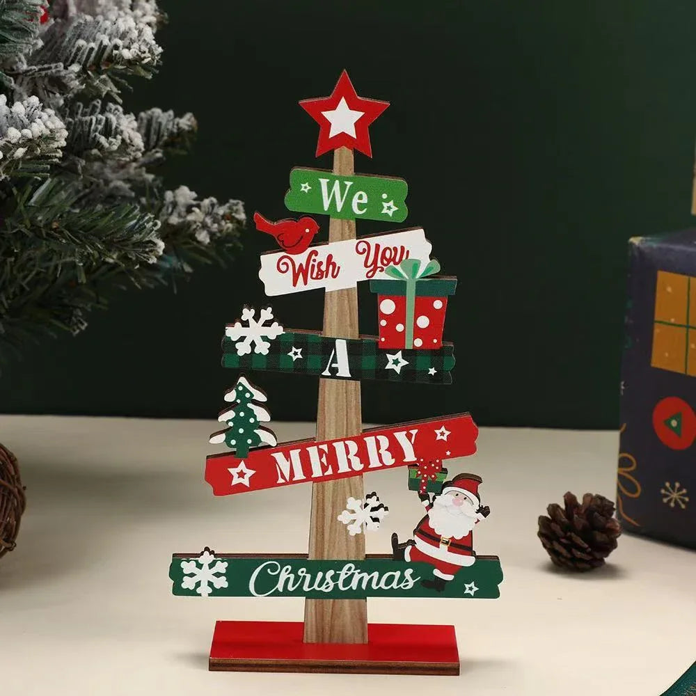 Runtow Wooden Christmas Ornament – Santa Claus & Snowman 2025 Xmas Tree or Desktop Decoration for Home & Office