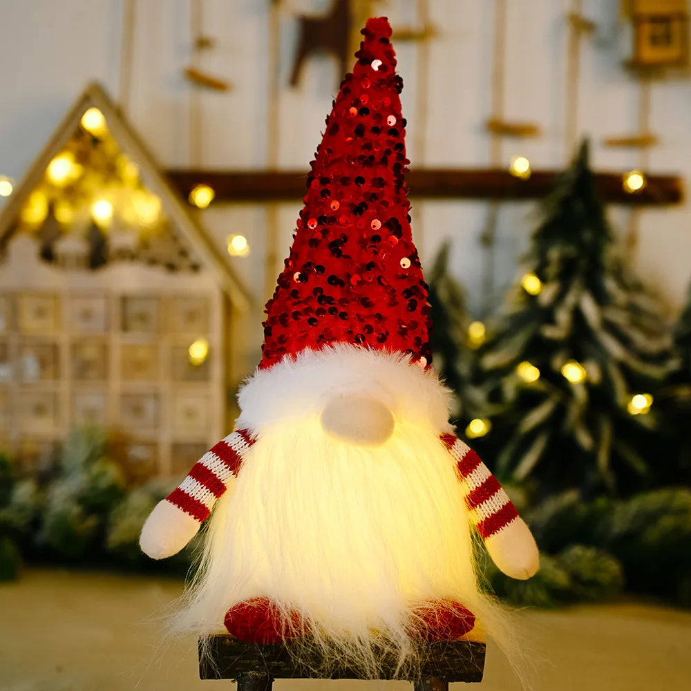 Glowing Christmas Gnome Doll – 30cm LED Faceless Plush Ornament for Tree & Home Holiday Decoration 2025