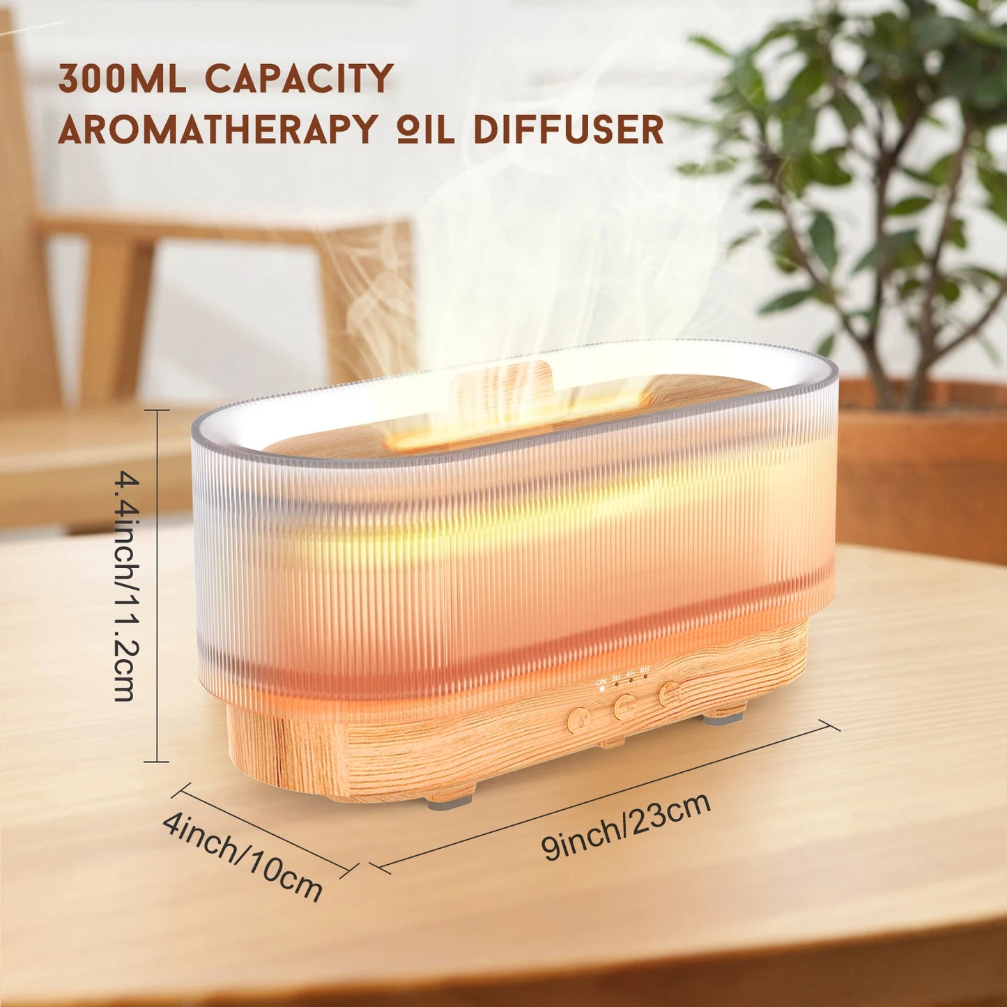 Sejoy Flame Aroma Diffuser – 300ml USB Cool Mist Humidifier with Colorful LED Flame Light for Home & Bedroom