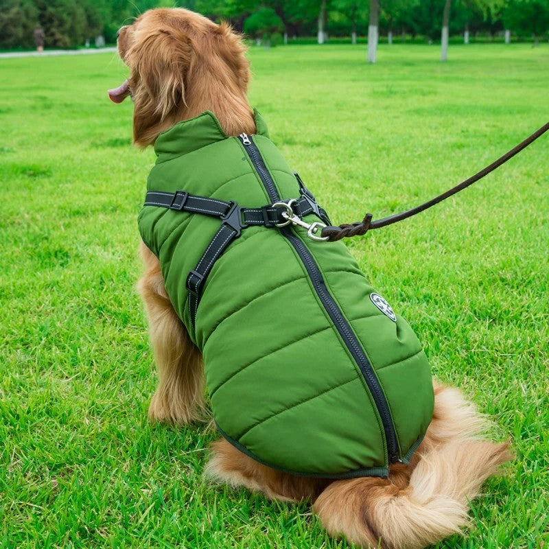 Dog Winter Jacket Coat With Harness : Waterproof Pet Winter Jacket
