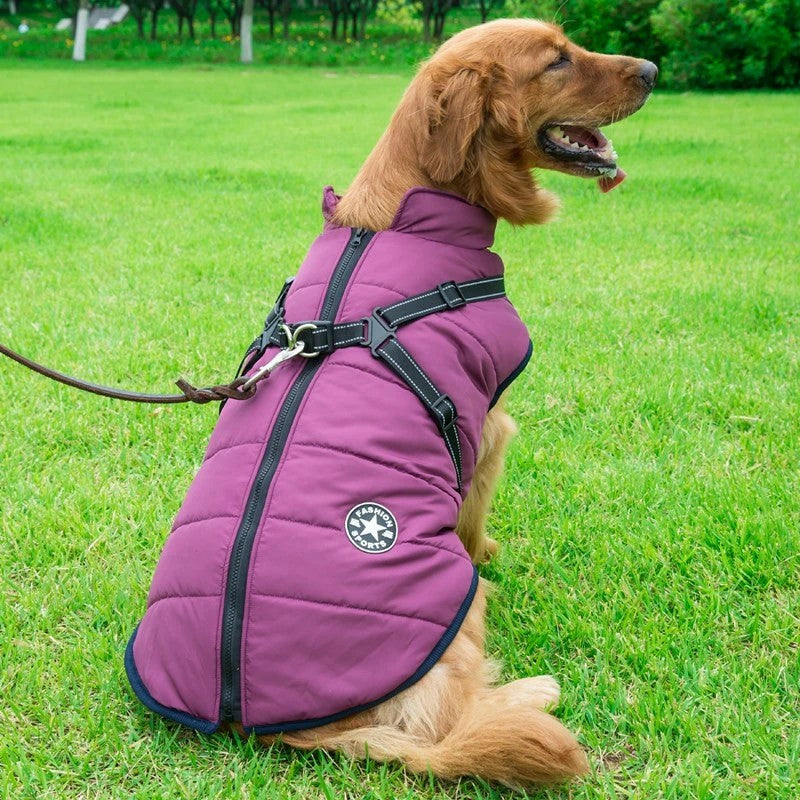 Dog Winter Jacket Coat With Harness : Waterproof Pet Winter Jacket