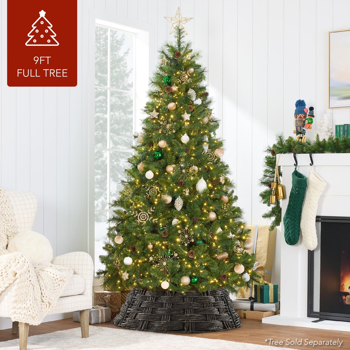 Basket Woven Hyacinth Christmas Holiday Tree Collar - 42in