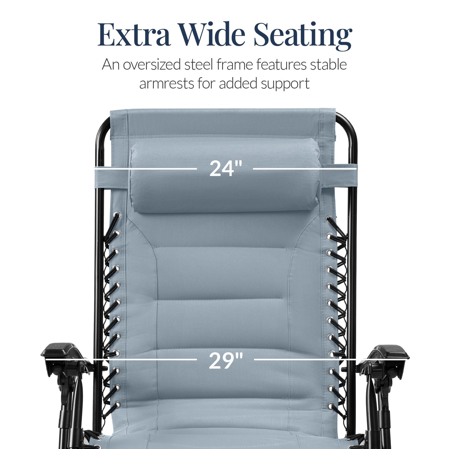 Oversized Padded Zero Gravity Chair, Folding Recliner w/ Headrest, Side Tray